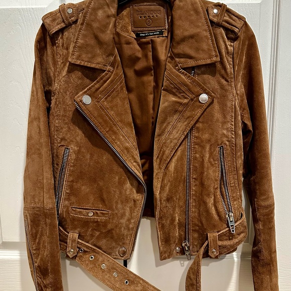 Blank NYC Jackets & Blazers - Blank NYC Tan Camel Suede Leather Motorcycle Jacket